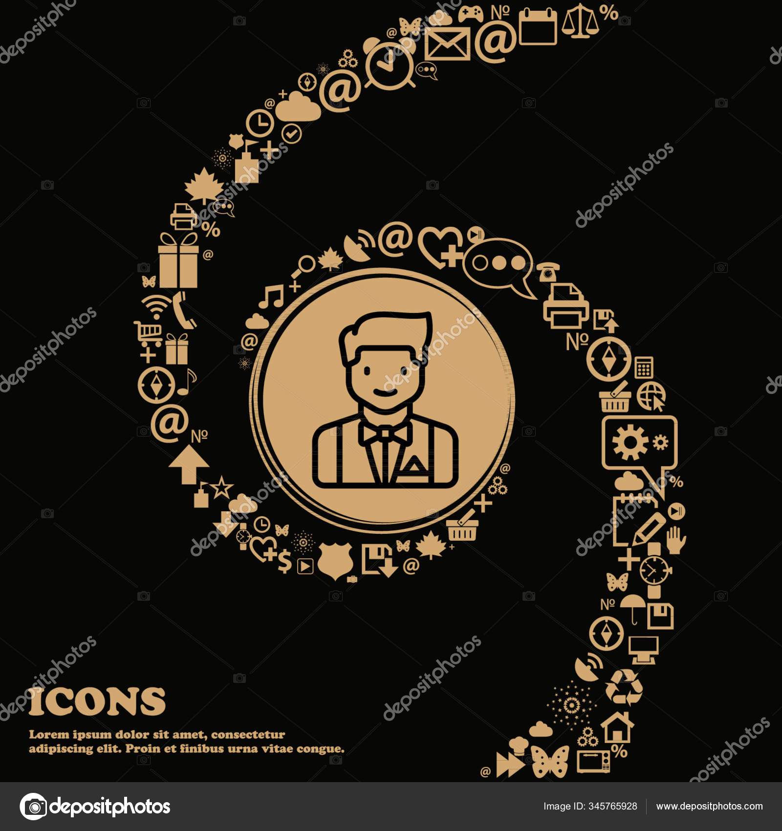 Butler Icon Center Many Beautiful Symbols Twisted Spiral You Can Stock ...