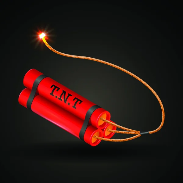 Red Dynamite Απομονώνονται Μαύρο Φόντο Καύση Ασφάλεια — Διανυσματικό Αρχείο
