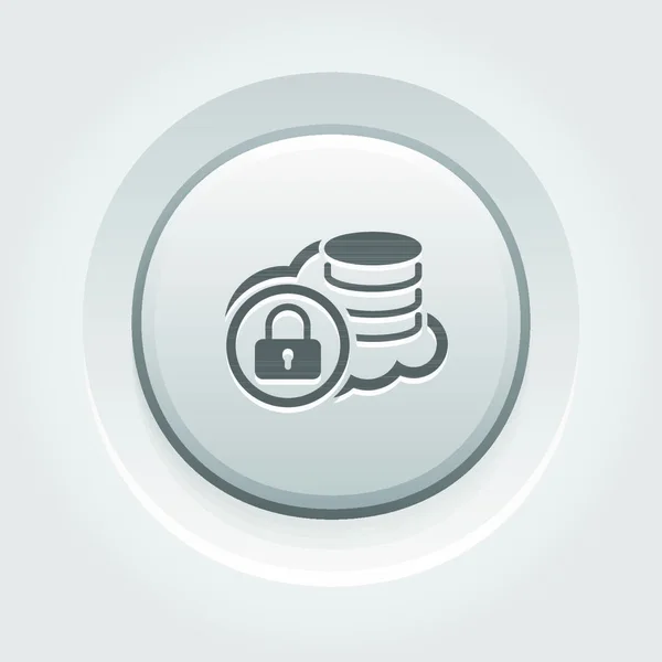 安全云存储图标 灰色按钮设计 有云彩和挂锁的安全概念 独立的说明 应用程序符号或Ui元素 — 图库矢量图片