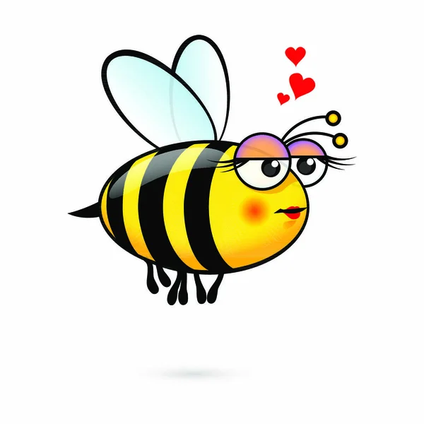 Illusztráció Egy Barátságos Aranyos Méhecske Szerelemben — Stock Vector