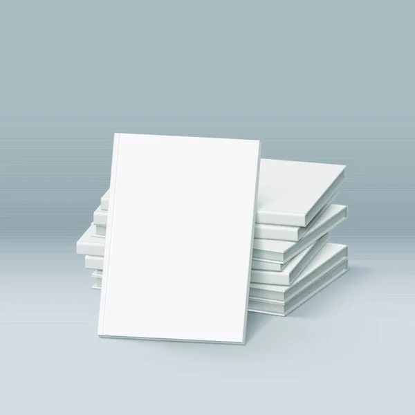 空白の白い本のスタック デザインのためのモックアップテンプレート — ストックベクタ