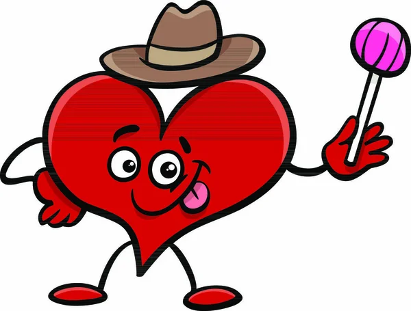 Sevgililer Günü Nde Komik Kalp Karakterinin Çizgi Filmi — Stok Vektör