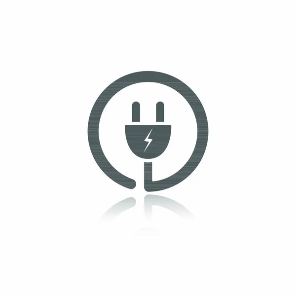 Plug Icon Reflection White Background — Stock Vector
