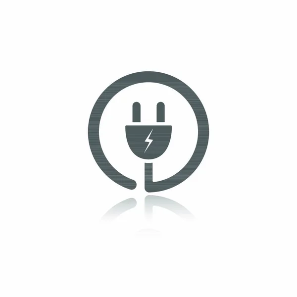 Plug Icono Con Reflexión Sobre Fondo Blanco — Vector de stock