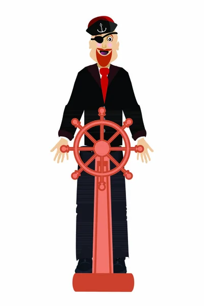 Captain Wheel Concept Entertainment Recreation Illustration Use Smart Phone Website — Stock Vector