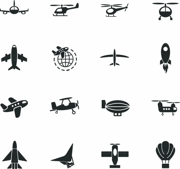 Веб Іконки Повітряного Транспорту Дизайну Інтерфейсу Користувача — стоковий вектор