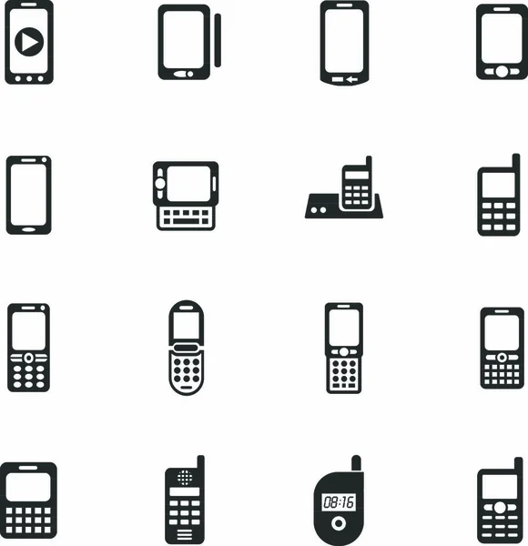 Téléphones Icônes Web Pour Conception Interface Utilisateur — Image vectorielle