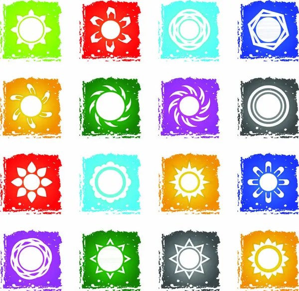 Sol Vector Web Iconos Estilo Grunge Para Diseño Interfaz Usuario — Archivo Imágenes Vectoriales