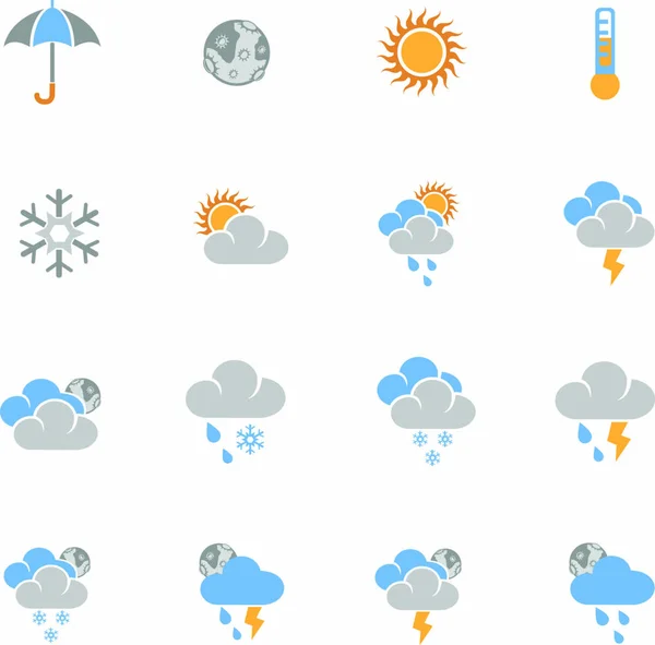 Iconos Web Meteorológicos Para Diseño Interfaz Usuario — Archivo Imágenes Vectoriales