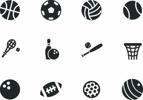 Sportbälle Web Icons Für Das Design Der Benutzeroberfläche — Stockvektor