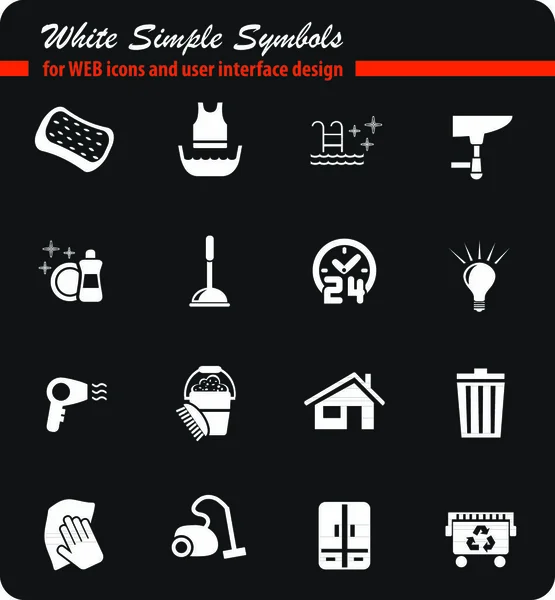 Empresa Limpieza Blanco Simplemente Símbolos Para Los Iconos Web Diseño — Vector de stock