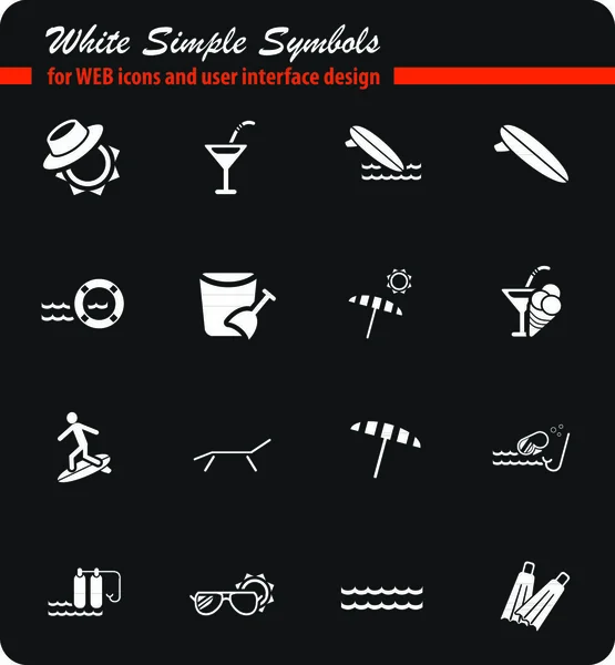 Playa Blanco Simplemente Símbolos Para Los Iconos Web Diseño Interfaz — Vector de stock