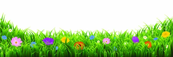 緑の草とグラデーションメッシュのチューブとガムブーツ ベクトルイラスト — ストックベクタ