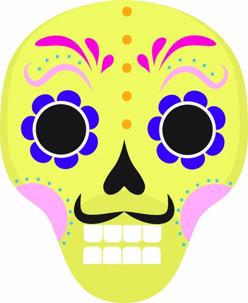 Icône Crâne Sucre Plat Style Dessin Animé Jolie Tête Morte — Image vectorielle