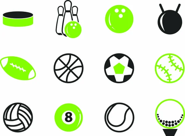 Sportbälle Einfach Symbole Für Web Und Benutzeroberflächen — Stockvektor