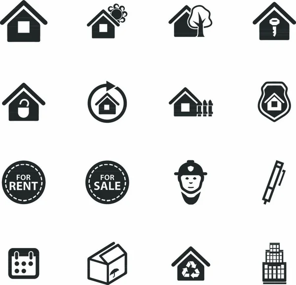 Icone Immobiliari Impostate Siti Web Interfaccia Utente — Vettoriale Stock