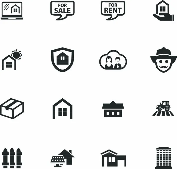 Icone Immobiliari Impostate Siti Web Interfaccia Utente — Vettoriale Stock