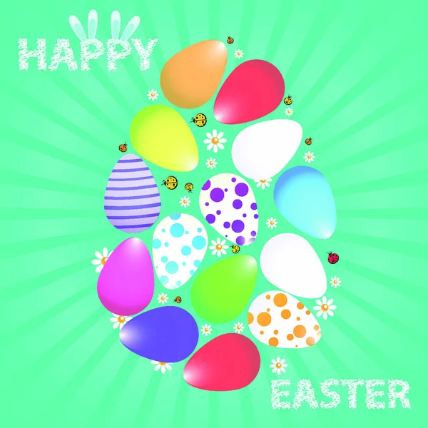 Ilustración Pascua Para Diseño Huevos Pascua Multicolores Pintados Con Forma — Vector de stock
