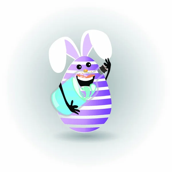 부활절 토끼는 당신의 디자인에 삽화와 재미있습니다 토끼귀엽고 귀여운 줄무늬 보라색 — 스톡 벡터