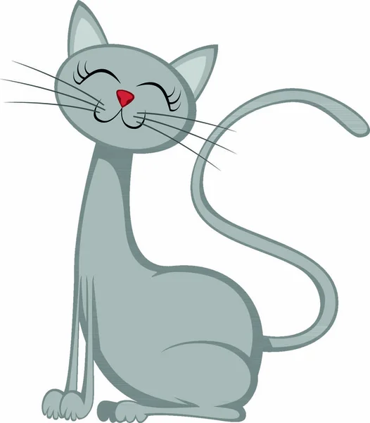 Una Linda Gata Gris Está Sentada Sonriendo — Vector de stock