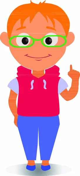 Utilizar Como Emoji Mascota Emoticono Joven Hombre Señalando Dedo Arriba — Vector de stock