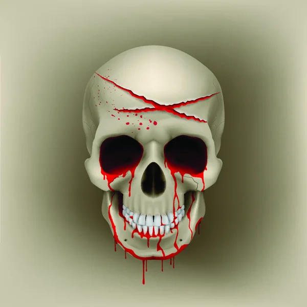 Halloween Tagliato Cranio Sangue Con Fasce Sanguinamento Cranio Umano — Vettoriale Stock