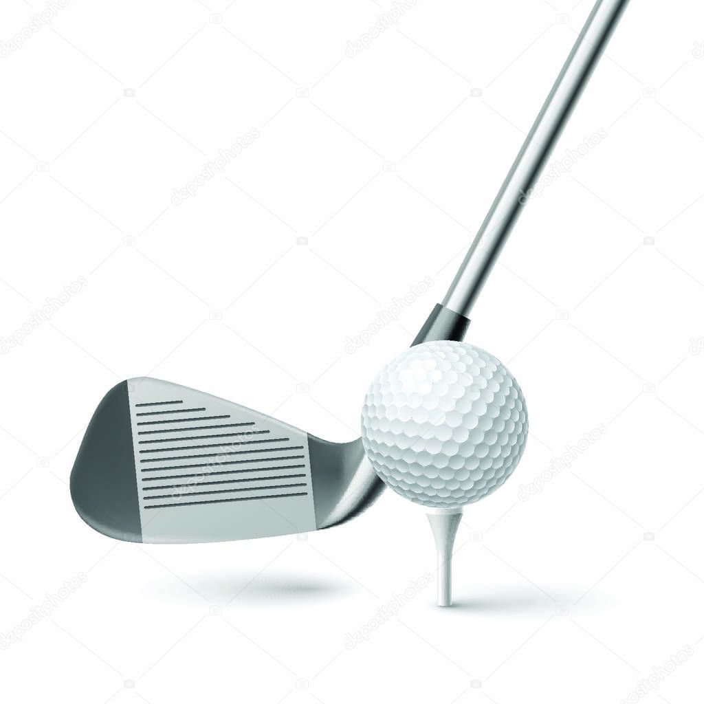 Golf Club and Golf Ball Isolated on White Background for Design
