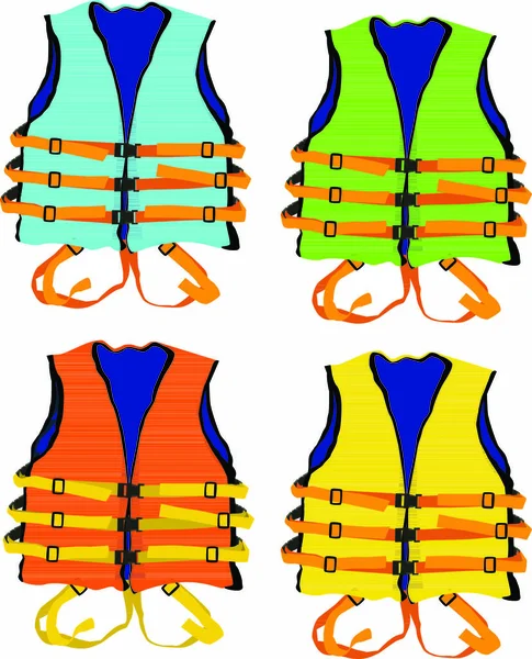 设计救生衣4件 确保水上安全 — 图库矢量图片