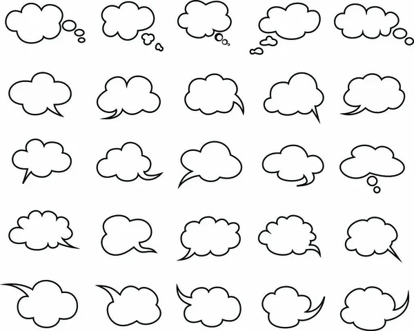 Hermosas Nubes Hablan Burbujas Establecidas Sobre Fondo Blanco Nubes Hablan — Vector de stock