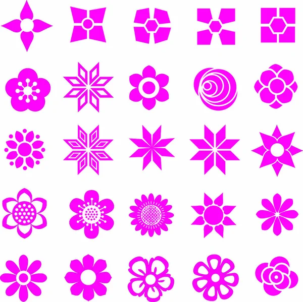 Розовый Набор Векторов Цветов Иконка Цветов — стоковый вектор