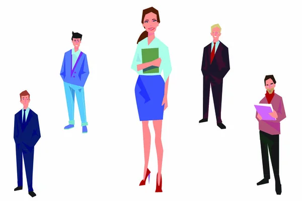 Три Офісні Працівники Працівники Менеджери Двоє Чоловіків Жінка Ділові Люди — стоковий вектор