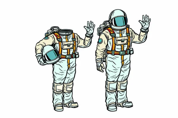 Astronauta Traje Espacial Maquete Sem Cabeça Pop Arte Retro Quadrinhos — Vetor de Stock