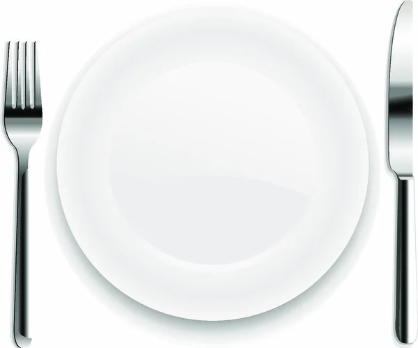 Plate Spoon Izolált Gradiens Háló Vektor Illusztráció — Stock Vector