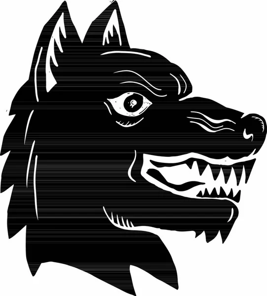 Ilustración Perro Salvaje Angry Wolf Head Vista Lateral Realizada Estilo — Archivo Imágenes Vectoriales