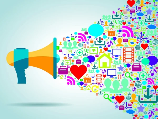 Коммуникация Рекламная Стратегия Социальными Сетями — стоковый вектор