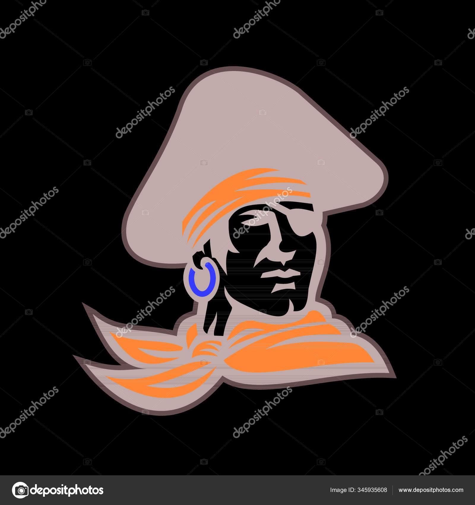 Pañuelo pirata de dibujos animados y tricornio marinero o sombrero