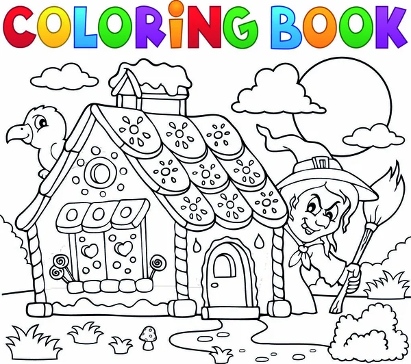 Livro Para Colorir Tema Casa Gengibre Eps10 Ilustração Vetorial — Vetor de Stock