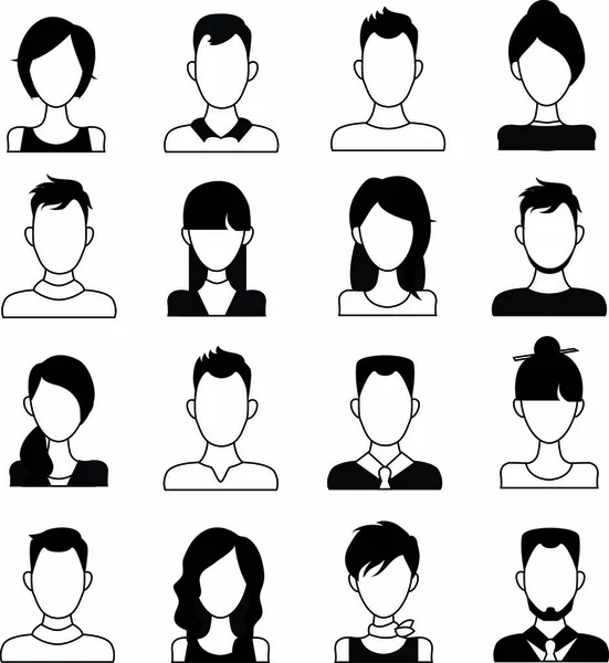 Karakter Vagy Emberek Avatar Ikonok Vektor Illusztráció — Stock Vector