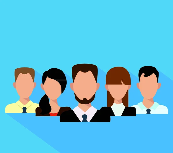 Flat business people in a team. Vector illustration.