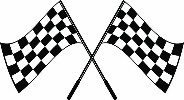 交叉摇曳的黑白格子旗帜标志的概念汽车运动 孤立在白色 — 图库矢量图片