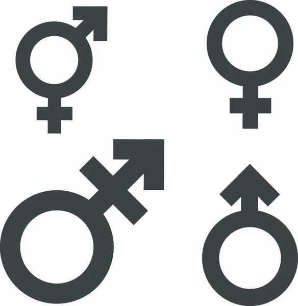 Conjunto Símbolos Desigualdade Igualdade Gênero Masculino Feminino Menina Menino Mulher —  Vetores de Stock