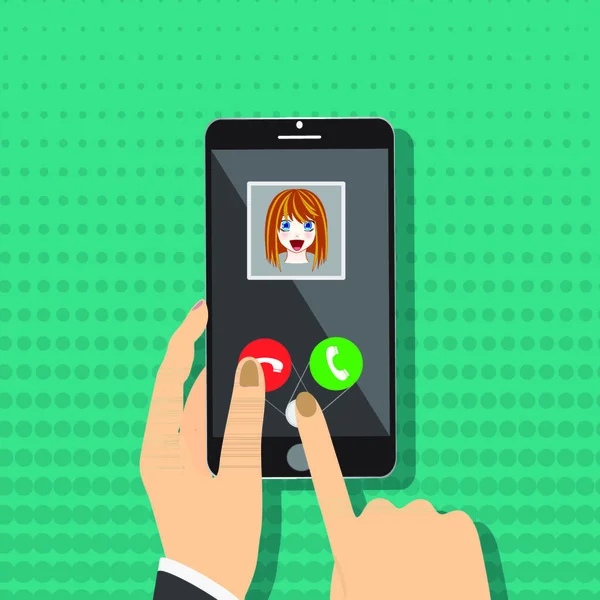 Smart Phone Hand Incoming Call Girl Vector Illustration Royalty Free Stock Illustrations
