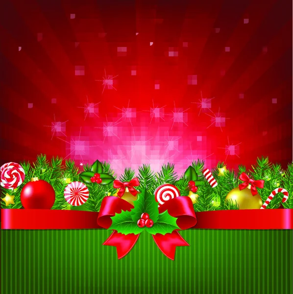 Postal Navidad Retro Con Malla Degradada Ilustración Vectorial — Vector de stock