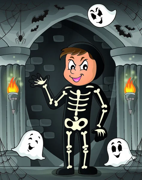 Boy Halloween Costume Theme Image Eps10 Vector Illustration — Stock Vector