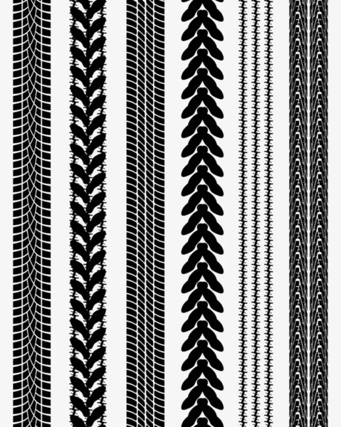 Stampe Nere Auto Pneumatiche Illustrazione Vettoriale Modello Senza Soluzione Continuità — Vettoriale Stock