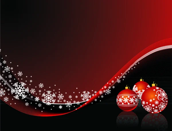 Ilustración Navidad Con Bola Roja Copos Nieve — Vector de stock