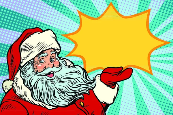 Santa Claus Promotinale Kopieerruimte Nieuwjaar Kerstmis Pop Art Retro Vector — Stockvector