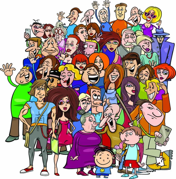 Desenhos Animados Ilustração Pessoas Personagens Grupo Multidão — Vetor de Stock