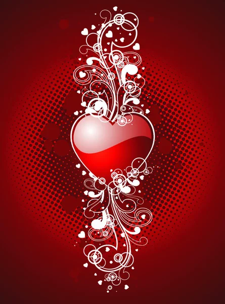 Ilustração Dia Dos Namorados Com Coração Motivos Florais — Vetor de Stock