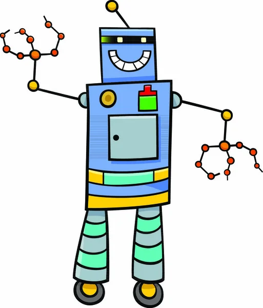 Cartoon Illustration Funny Robot Science Fiction Comic Character - Stok Vektor
